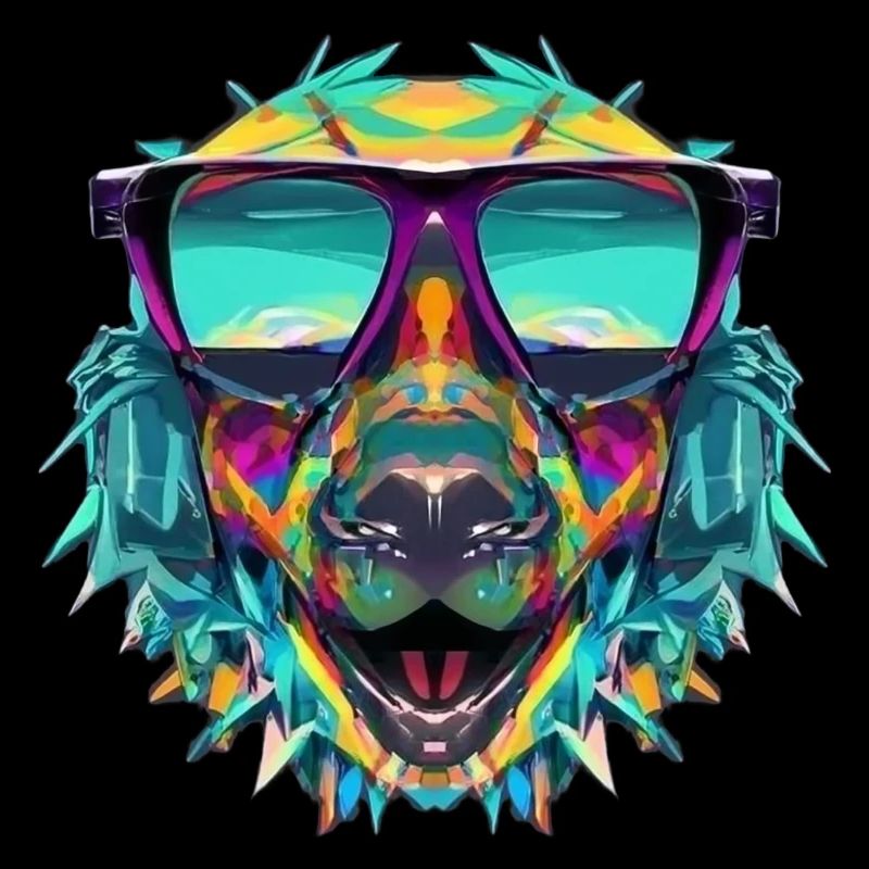 Chien Multicolore avec Lunettes de Soleil