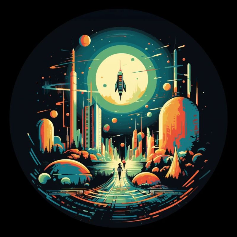 Lancement de fusée dans un style de dessin animé rétro