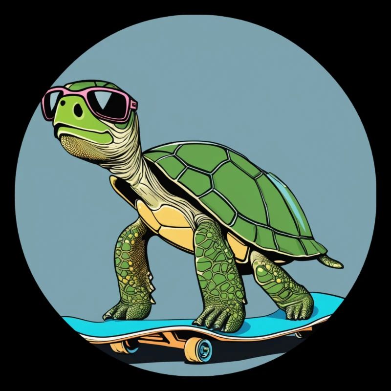 Schildkröte mit Skateboard