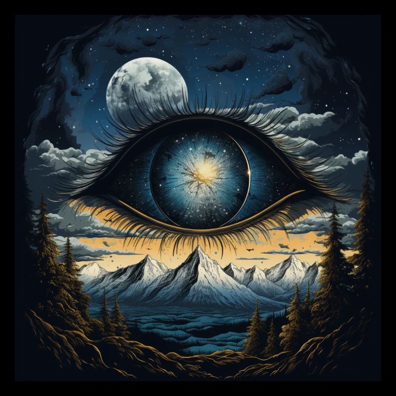 Eye moon mountains