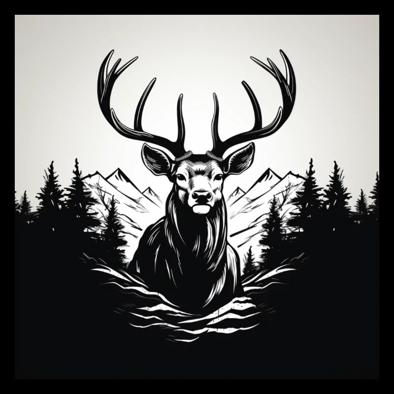 Schwarz Weiß Hirsch