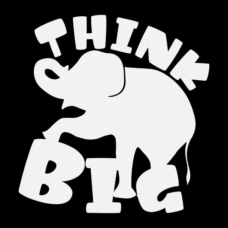 Think Big Elephant Idee weißes Siluett