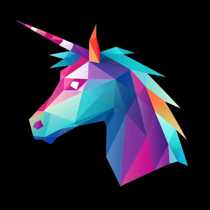 Einhorn Kopf Low Poly Logo Design