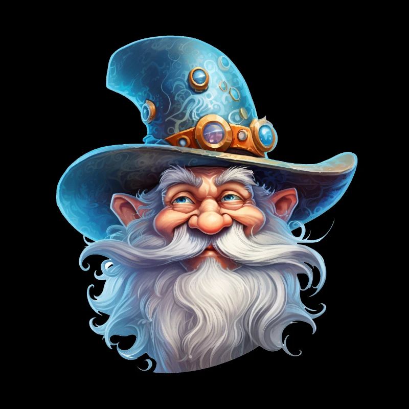 Lustiger Magier Zauberer mit langem Bart & Hut