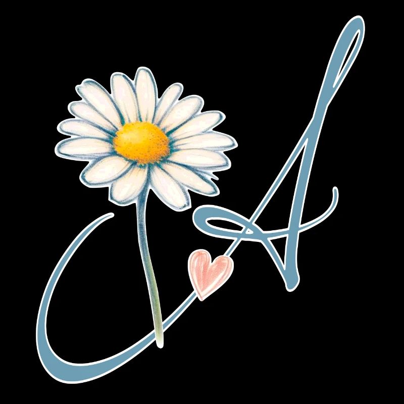 Letter A Daisy Heart