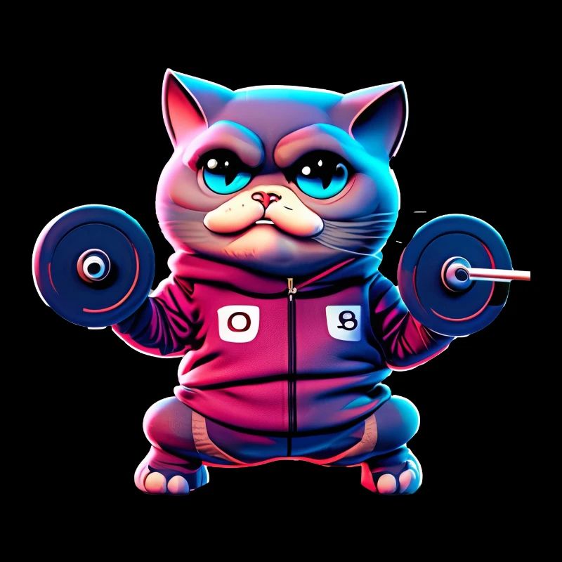 niedlich lustig katze illustration heben gewicht training