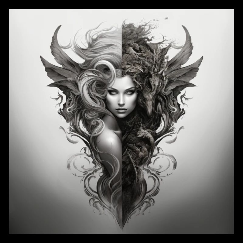 Evil Deity Demon Design White Black