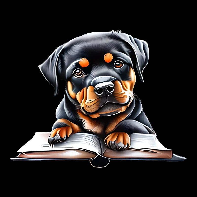 Buch lesen Hunde Rottweiler Rottweilerwelpe Hund