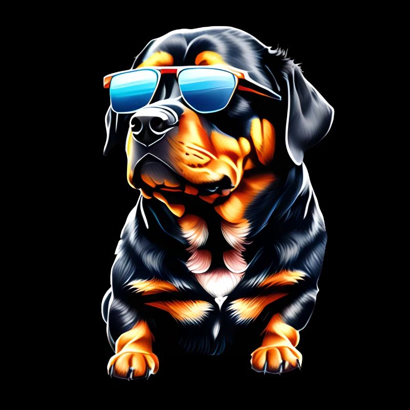 Rottweiler avec lunettes de soleil, chien, chiot, chiens