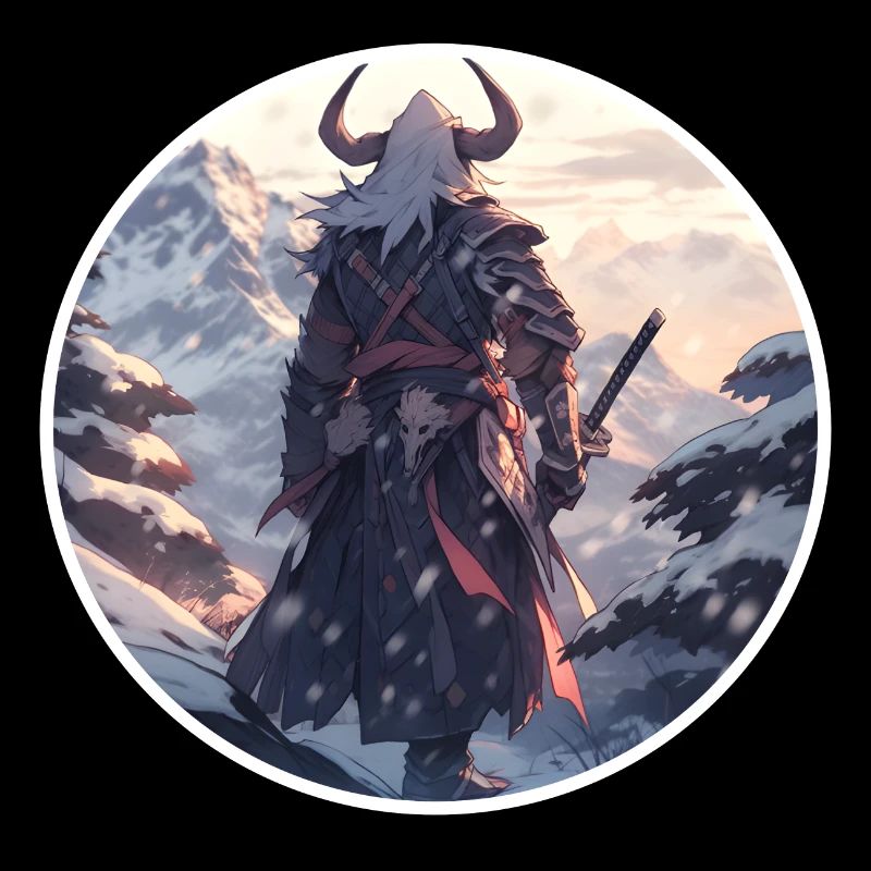 Samurai in snowy landscape
