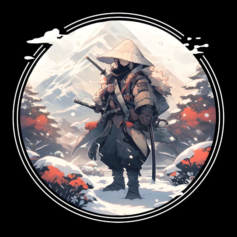 Samurai in snowy landscape
