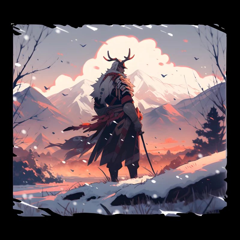 Samurai in snowy landscape