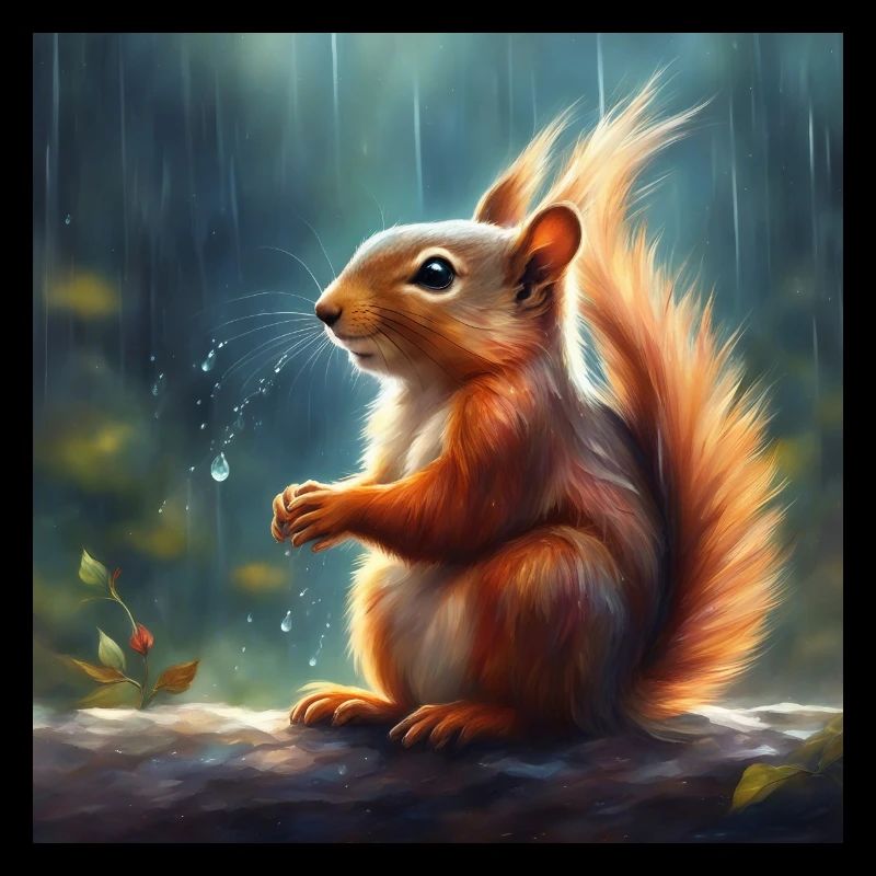 Eichhörnchen im Regen