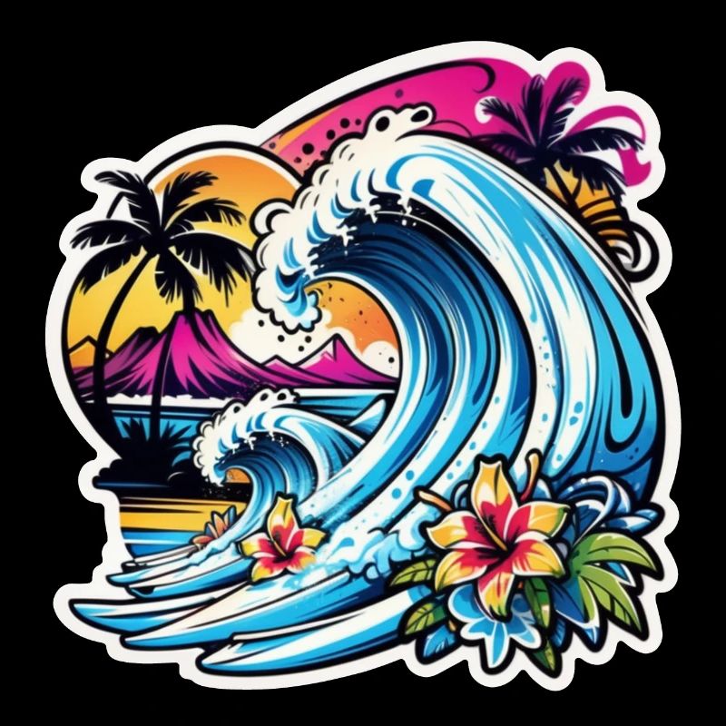 Surfing Beach Palm Tree Sunshine Holidays