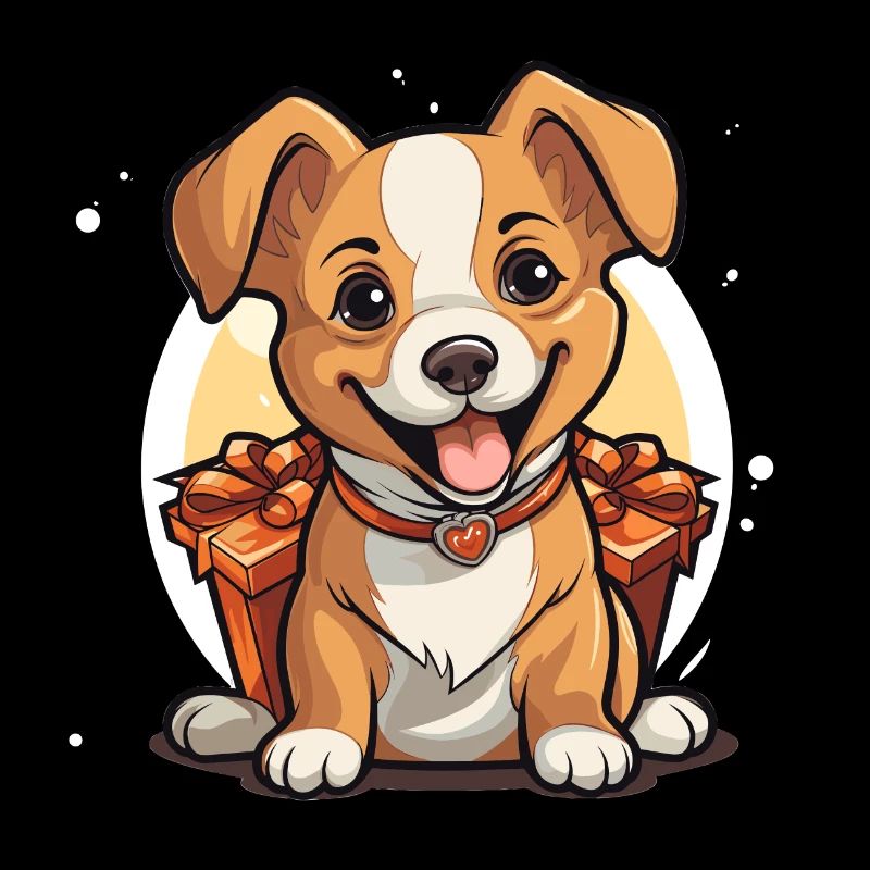 Design de Noël de chien - Style Kawaii