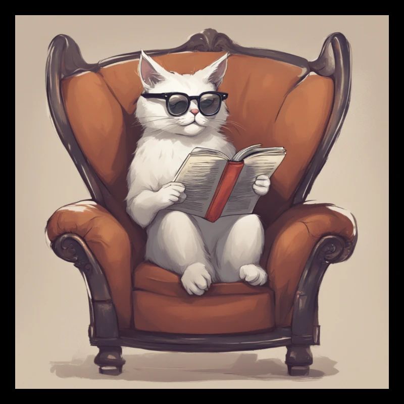 Chat blanc dans un fauteuil