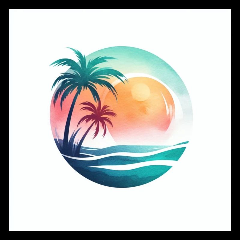 Coucher de soleil sur la plage avec des palmiers
