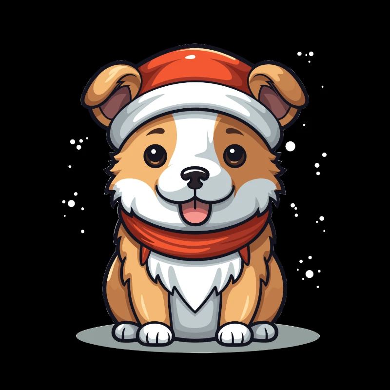 Design de Noël de chien - Style Kawaii