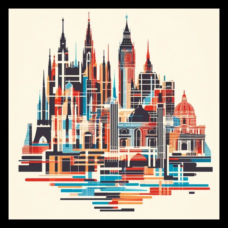 Bunte Stadtsilhouette