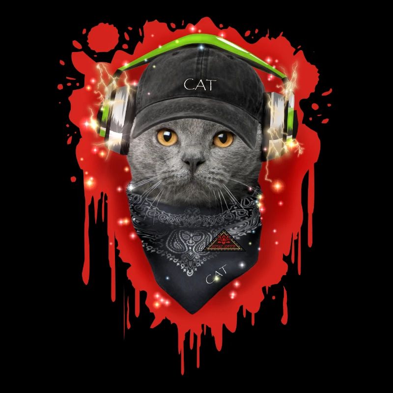 Katze trägt Kopfhörer