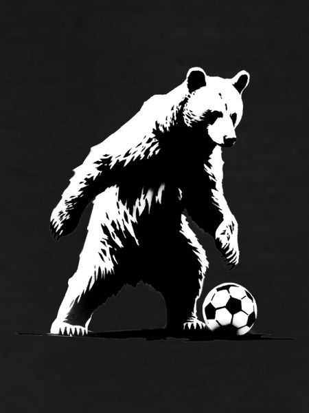 Bear playing soccer