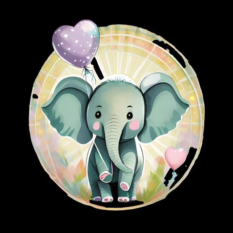Baby Elefant mit Luftballon - Geschenkidee