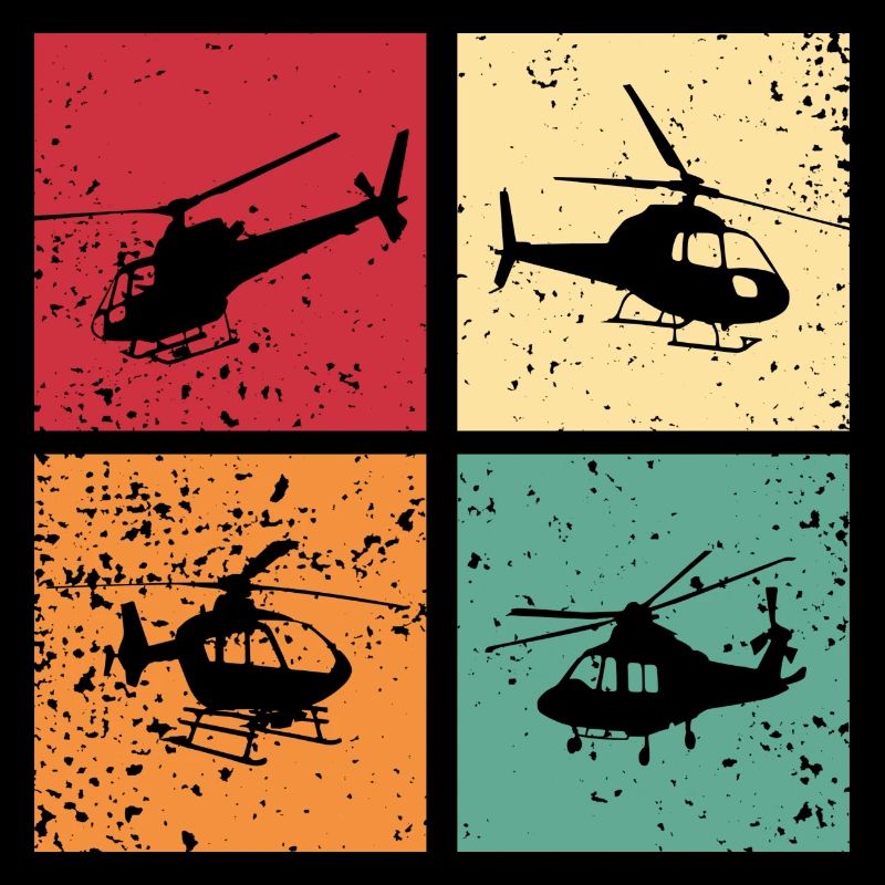 Helikopter Hubschrauber Geschenk Retro
