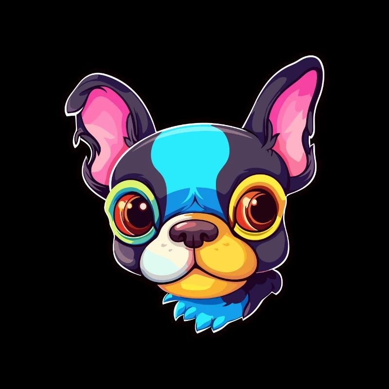 Boston Terrier Hunderasse Cartoon Kawaii Illustrati