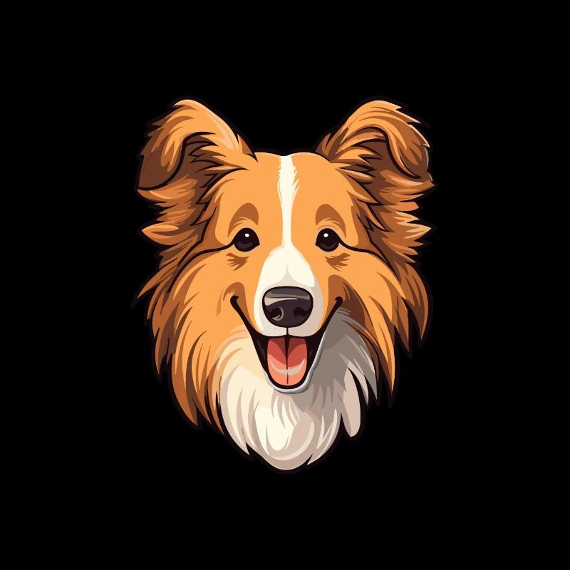 Sheltie Dog Breed Cartoon Kawaii Illustration