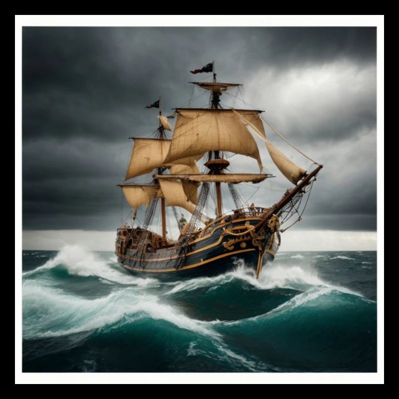 Piratenschiff in Sturm