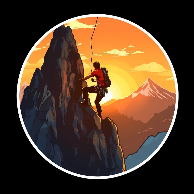 Alpiniste devant le coucher du soleil - conception d’escalade