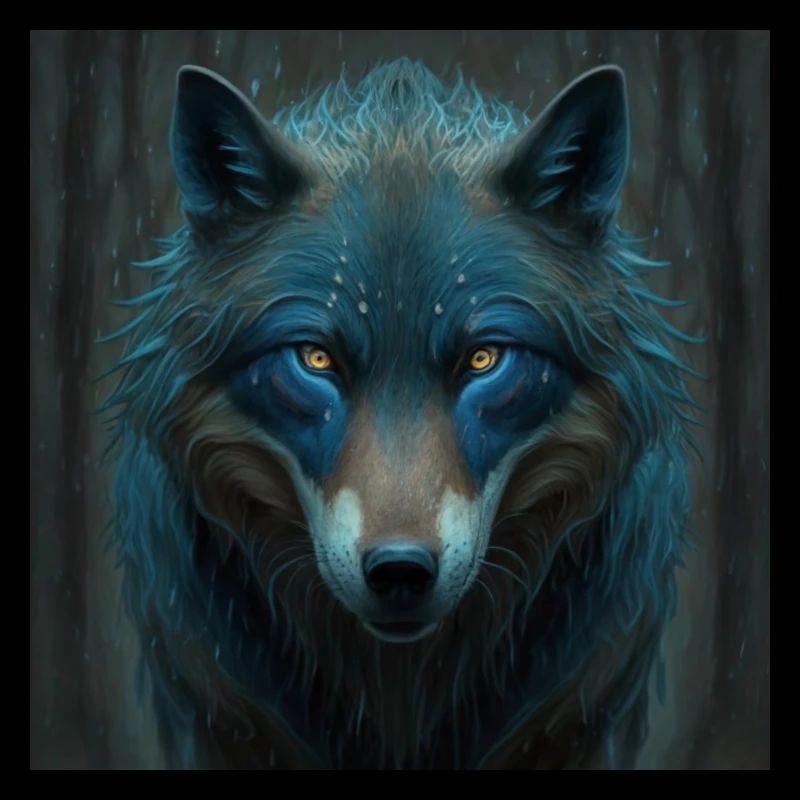 Loup bleu dans la forêt