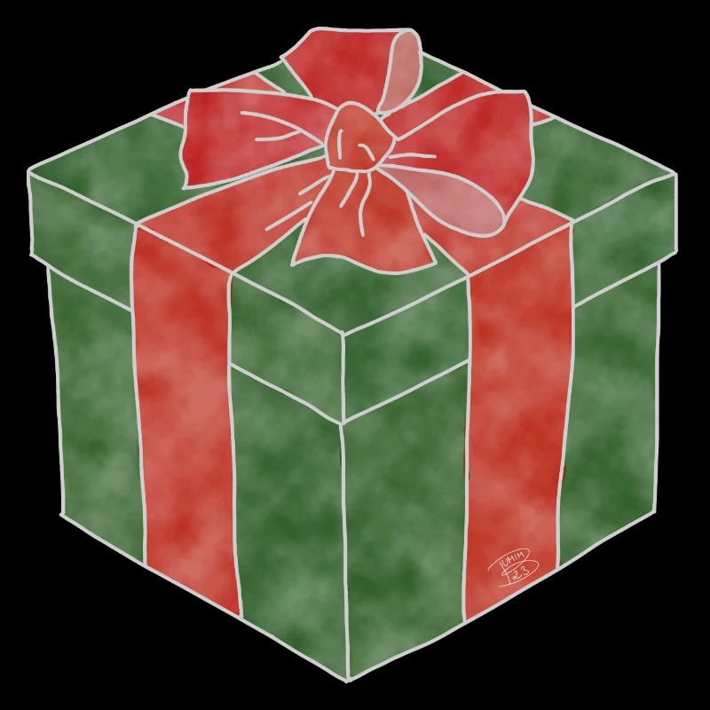"Gift", Boho Line Art Design, Series "Xmas"