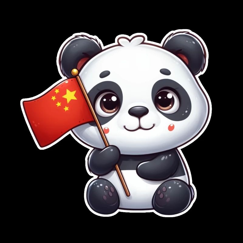 Panda mignon avec drapeau chinois