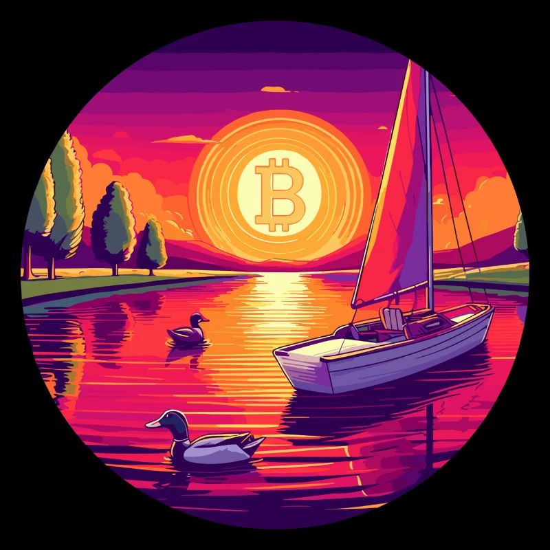 Bitcoin Sunset: Eine einzigartige und farbenfrohe digitale Kunst