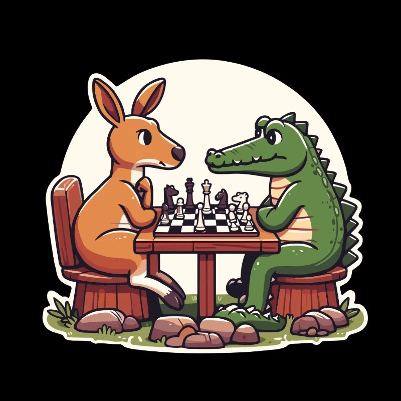 Kangourou vs Crocodile : un design d’échecs amusant