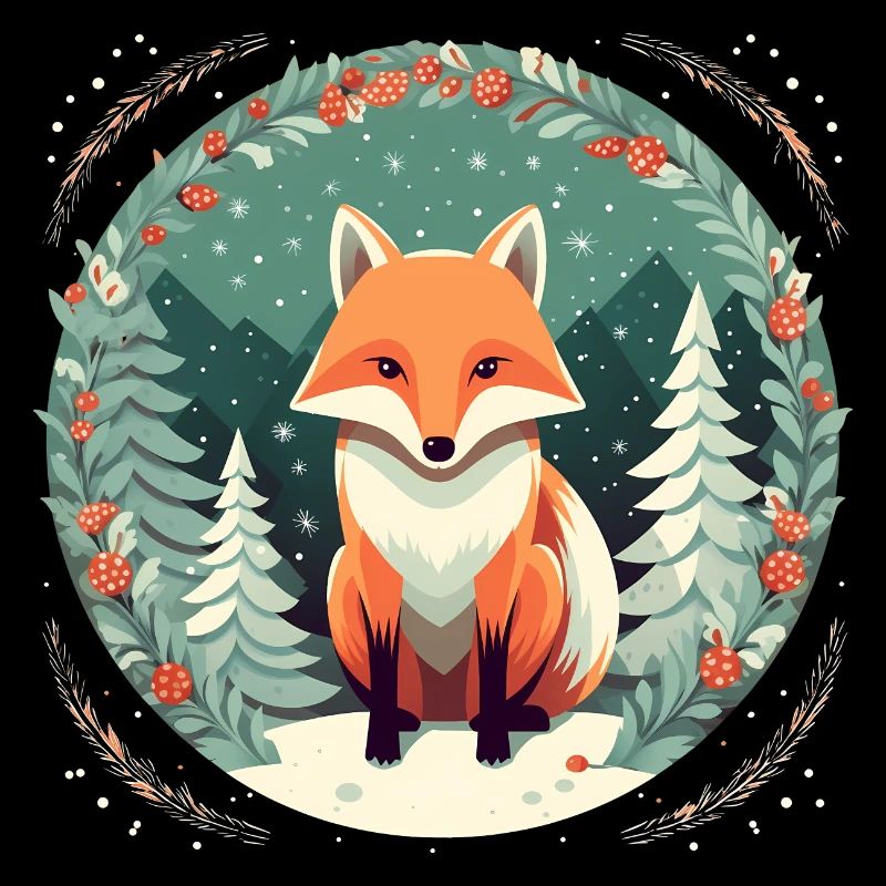 Fox Avec des éléments de Noël, Love Foxes