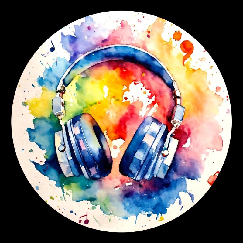 Bunte Kopfhörer Musik