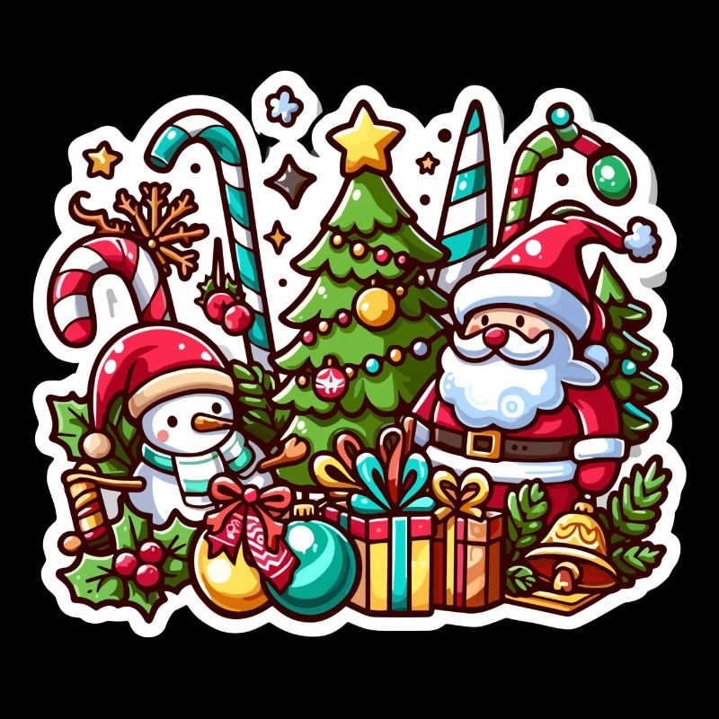 Festliches Weihnachtsdesign mit Weihnachtsmann, Schneemann