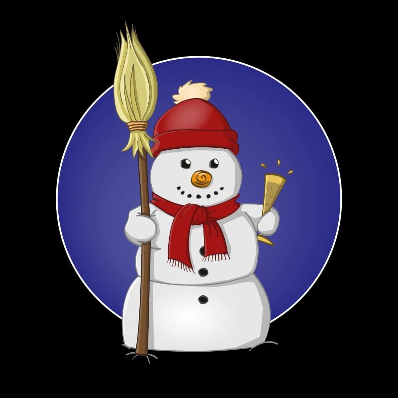 Fröhliche Zeichnung eines Schneemanns mit rotem Hut