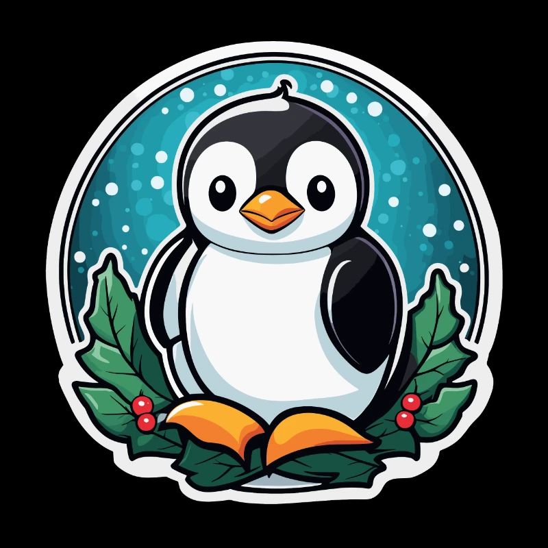 Penguin Christmas Illustration