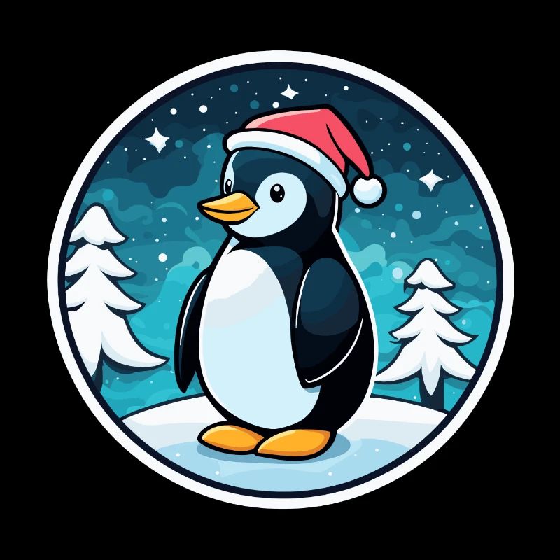 Penguin Christmas Illustration