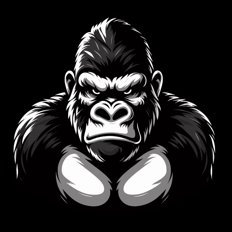Powerful Black and White Gorilla