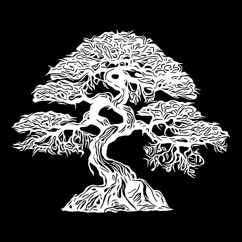 Schöner Bonsai Baum auf dem Feld am Horizont