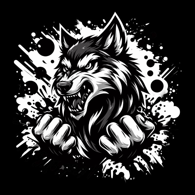 Wolf schwarz weiss
