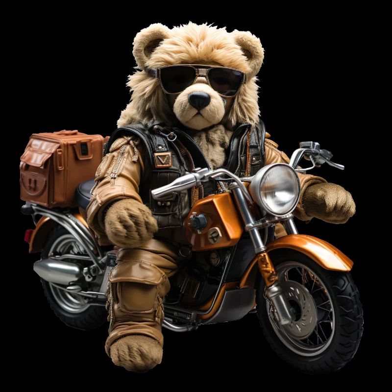Cooler Motorradfahrender Plüschbär