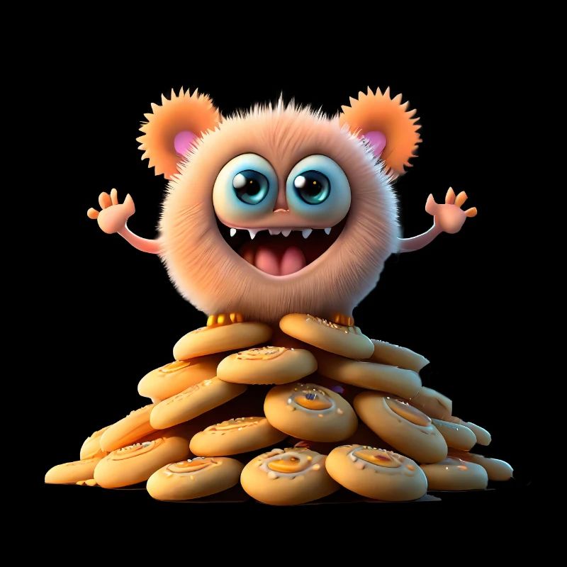 monstre mignon effrayant drôle effrayant assis sur un tas