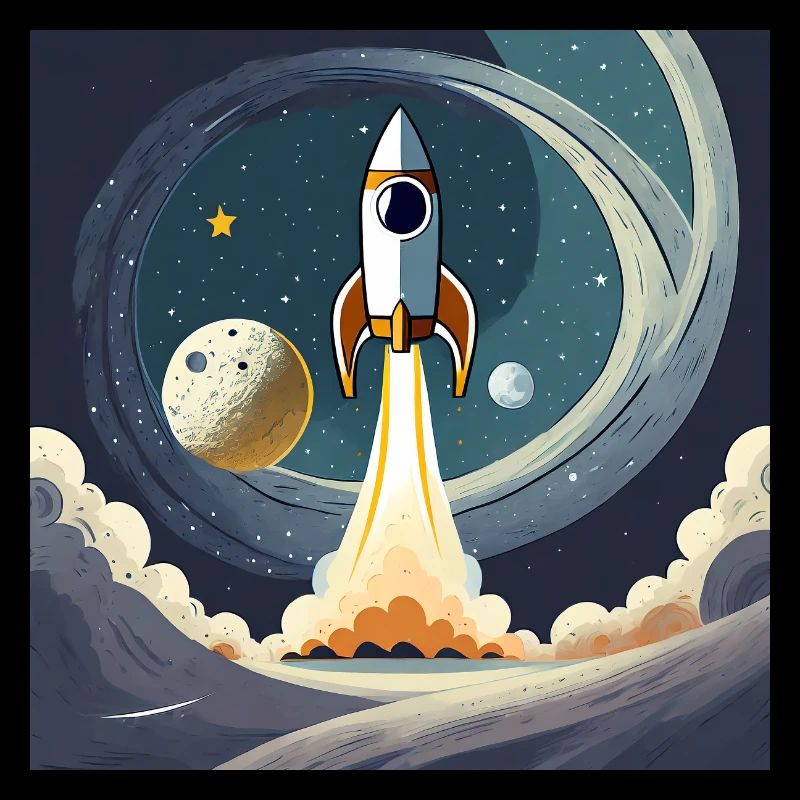 Take me to the moon vintage space rocket start