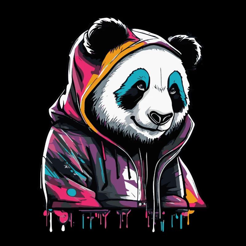 Farbenfroher Pandabär Panda Graffiti