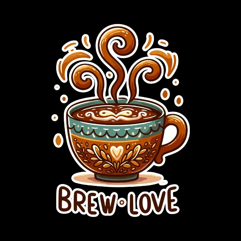 Brew Love - Illustration de tasse à café